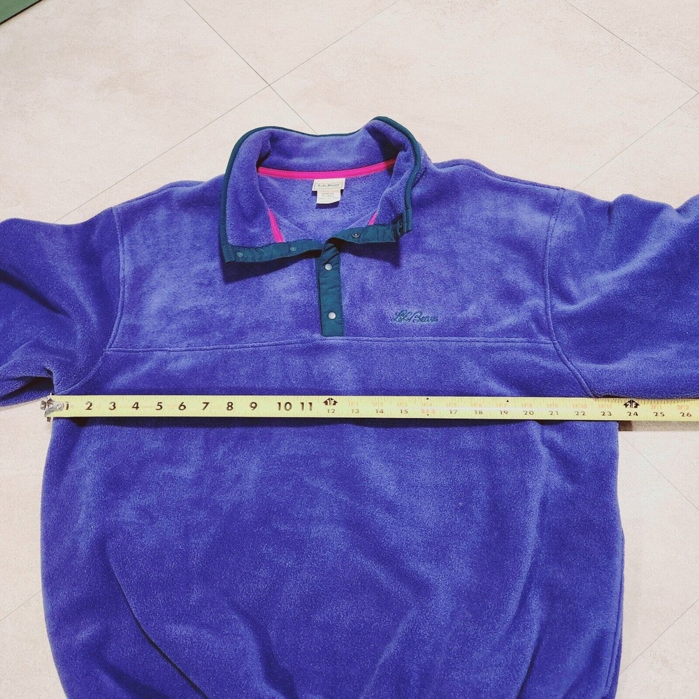 VTG 90s LL Bean Womens XL 1/4 Snap-T Super Soft Fleece Jacket Script USA Made - Picture 7 of 11